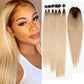 DÉBUT Silky Straight 6 Bundles with Lace Front Closure Synthetic Long Straight Hair Bundles Weave Hand-Tied Middle Parting Lace Closure Ombre Blonde Color