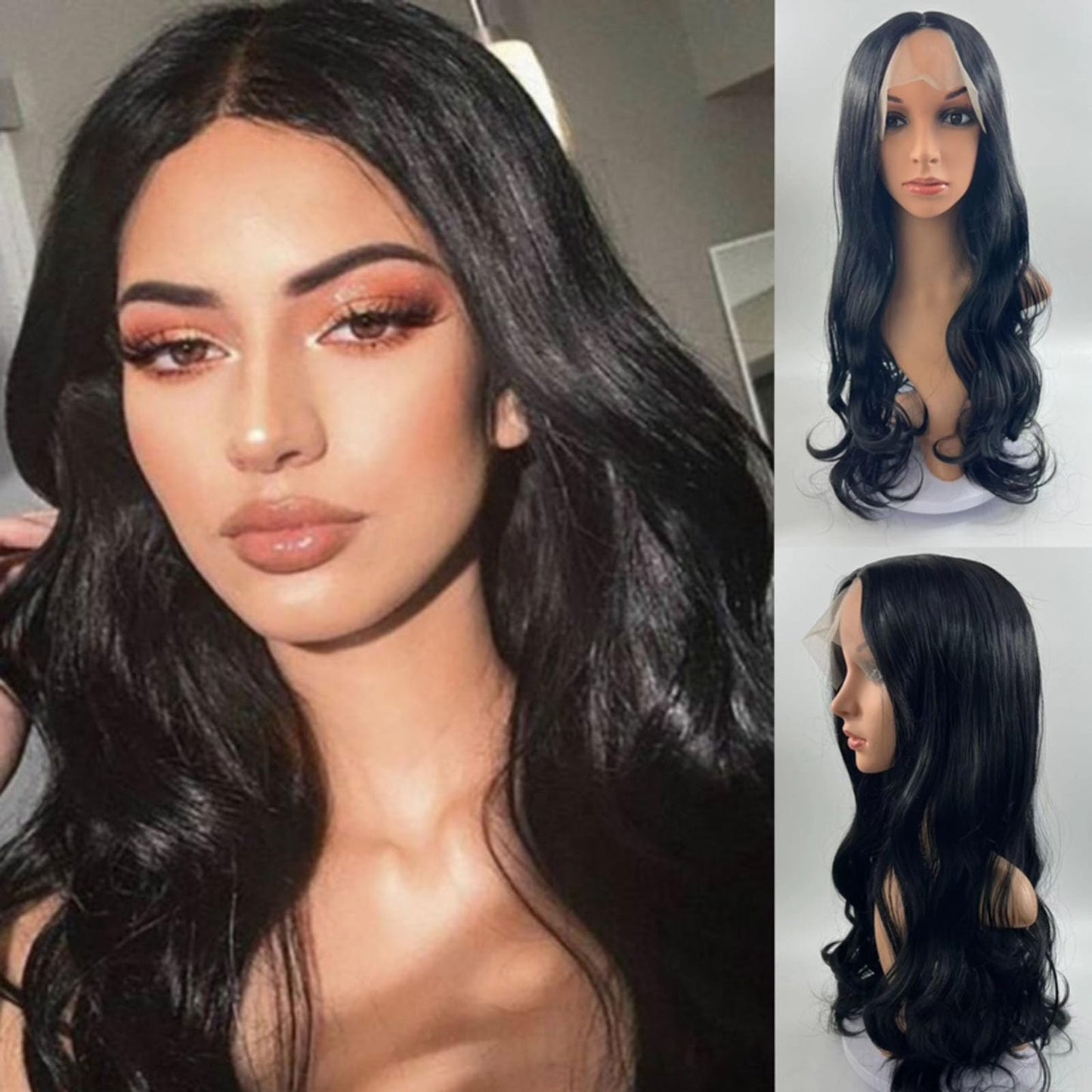 Sdeycui Lace Front Black Wigs Human Hair 13x6 HD Body Wave Wigs 20 Inch Curly Natural Glueless Wig for Women Pre Plucked