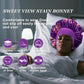 4PCS Silk Bonnet for Sleeping,Satin Bonnets Hair Wrap Cap for Black Women Men for Curly Hair,Elastic Wide Band Hair Bonnet Print Shower Cap for Sleeping (Black & Wine Red & Purple & Leopard Pattern)
