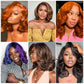 FASCARA Short Wig 350 Ginger Orange 14 Inch 13x4 HD Transparent Lace Front Wig with Baby Hair 180% Density Human Hair for Women