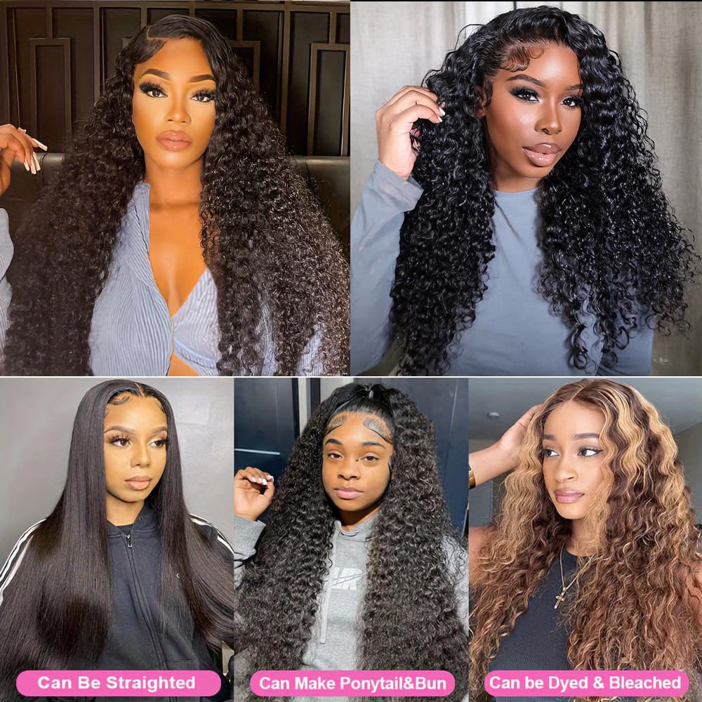 Deep Wave Human Hair Bundles 12 14 16 Inch Curly Bundles Human Hair Weave 100% Unprocessed Brazilian Virgin Remy Hair Wet and Wavy Hair Extensions for Women Natural Black Raw Weft