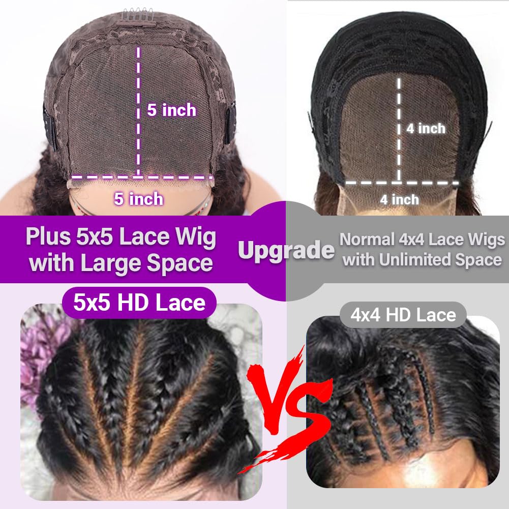 UCUVIC Wear And Go Glueless Bob Wig Human Hair Pre Plucked Pre Cut 200% Density 5x5 Hd Lace Front Closure Short Wig Human Hair Glueless Straight Bob Wigs For Black Women No Glue 14 Inch