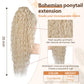 Flufymooz Ponytail Extension, 26 Inch Bohemian Style Drawstring Ponytail Hair Extensions for Women, Long Curly Wavy Pony Tail Natural Synthetic Hairpiece for Women (26 Inch Cool Blonde)