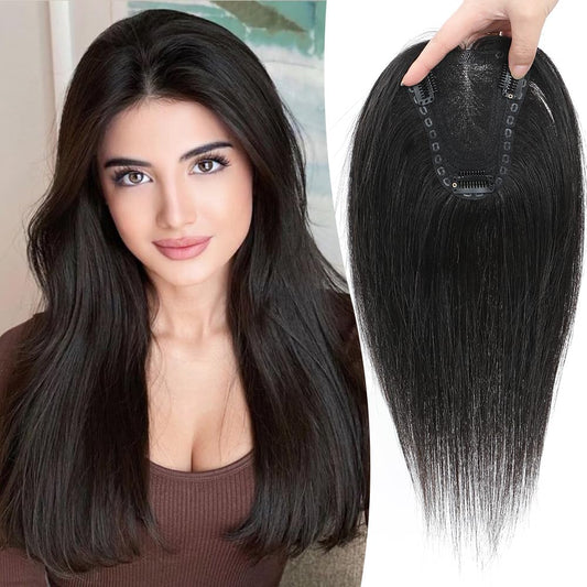 FU SHEN Human Hair Toppers for Women Hair Toppers for Women Real Human Hair Hair Pieces for Women with Thinning Hair Human Hair Toppers Hair Pieces Wiglets 9×11CM Remy Hair Topper 12inch(1B#)