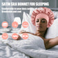 4PCS Silk Satin Bonnets for Black Women & Men - Elastic Wide Band Hair Wrap Cap for Curly Hair - Shower Cap for Sleeping (Blush Pink，Black, Peacock Blue, Purple)