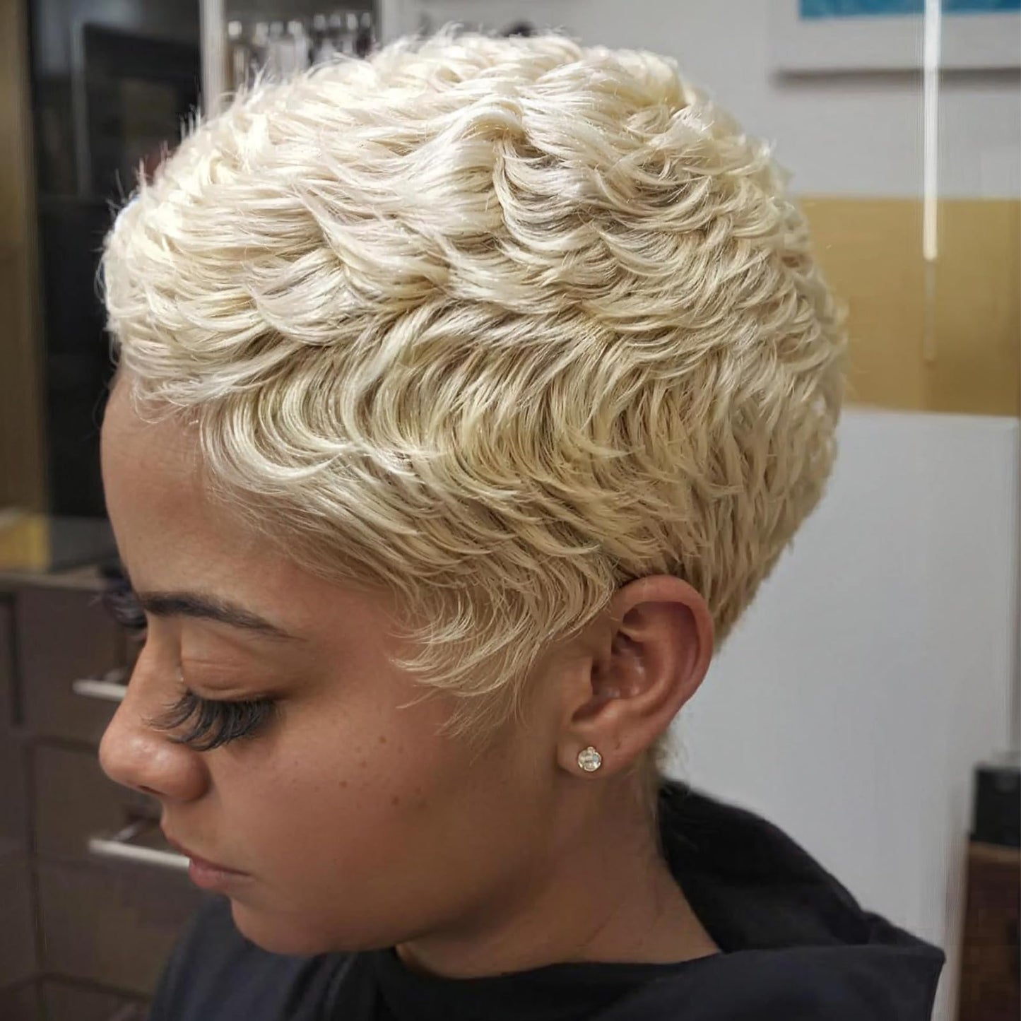 BOBCOO Short Blonde Pixie Cut Wigs For Black Women Short Wigs With Bangs Short Wigs For Black Women Layered Wigs(Blonde)