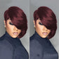 PangDongLai 10A Pixie Cut Wigs for Black Women Model Length Dark 99J Color Side Part Short Layered Pixie Cut Human Hair Wear and go Glueless Wigs With Bangs for Daily Use (dark 99J)