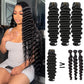 YISEA 16A Loose Deep Wave Bundles Human Hair (24 22 20 inches) Virgin Human Hair Bundles 100% Unprocessed Loose Deep Wavy 3 Bundles Thick Brazilian Remy Hair for Women Natural Color