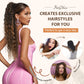 FLUFYMOOZ Ponytail Extension, 26 Inch Bohemian Style Drawstring Ponytail Hair Extensions for Women, Long Curly Wavy Ponytail Natural Synthetic Hairpiece for Women (26 Inch Chocolate Brown with Blonde Highlights)