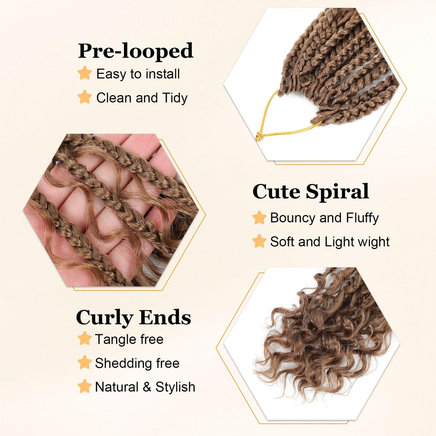 Yewell 9 Packs Goddess Box Braids Crochet Hair Boho Crochet Box Braids With Curly Ends For Black Women, 12 Inch Pre Looped Bohemian BoxBraidsHair (12Inch 9 Packs,30#)