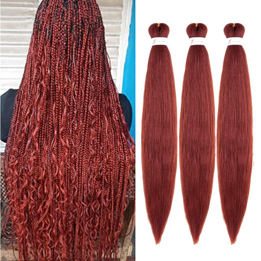 Ginger Braiding Hair Pre Stretched 3 Packs 24 Inch 350 Braiding Hair Yaki Texture, Hot Water Setting, Easy To Install Professional Synthetic Hair For Braiding(24 Inch, #350)