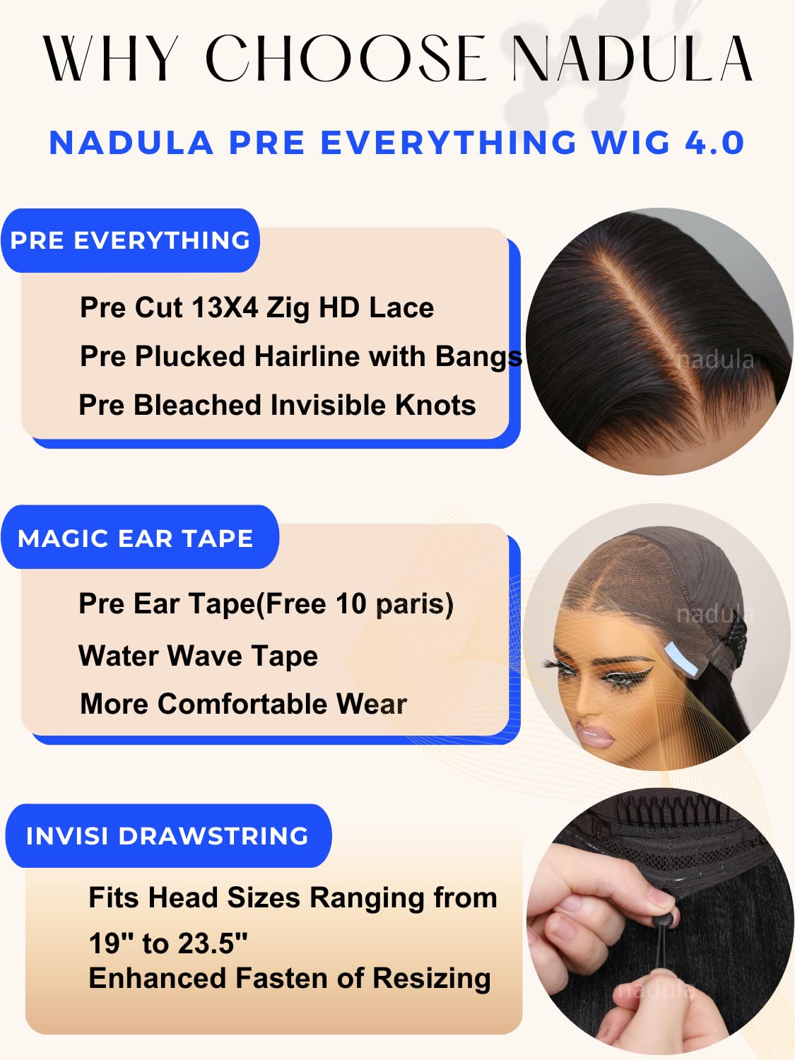 Nadula 13X4 HD Ombre Blonde Highlight Bob Straight Drawstring Wig Human Hair With Brown Roots - Pre Everything Glueless Ombre Bob Lace Front Wig with Ear Tape - Ready to Go Short Ombre Bob Wig 10inch