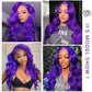 Purple wig Human Hair Body Wave Human Hair Wig Pre Plucked 200 Densily Purple Lace Front Wig Human Hair 13x4 HD Lace Frontal wig 32 Inch