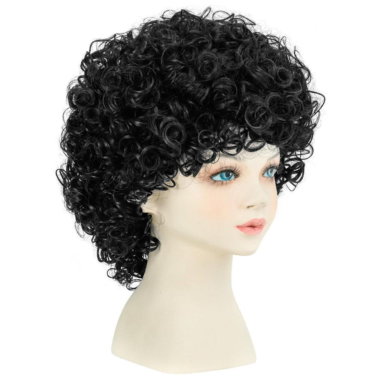 incohair Kids Wig 70s 80s Short Curly Black Wig for Girl and Boy Rock Cosplay Costume Hair Soft Breathable Synthetic Fibers Daily Fashion Party Wig Unisex