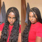 Olymei Boho Braided Wigs for Black Women Knotless Braided Wigs Box Braid Wig with Baby Hair Full Double Lace Black Boho Braided Wig Premium Synthetic Lace Braided Wig,36" Double Lace