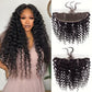13x4 HD Lace Frontal Closure Deep Wave 8 Inch Ear To Ear Frontal Free Part Closure with Baby Hair Brazilian Virgin Curly Human Hair for Women Pre Plucked Frontals Closure Natural Black