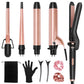 Ufree 5 in 1 Curling Iron with Interchangeable Ceramic Barrels (0.35"-1.25"), Curling Wand Set with Flat Iron Hair Straightener, Professional Instant Heat Up, Dual Voltage Hair Curler, Women Gifts