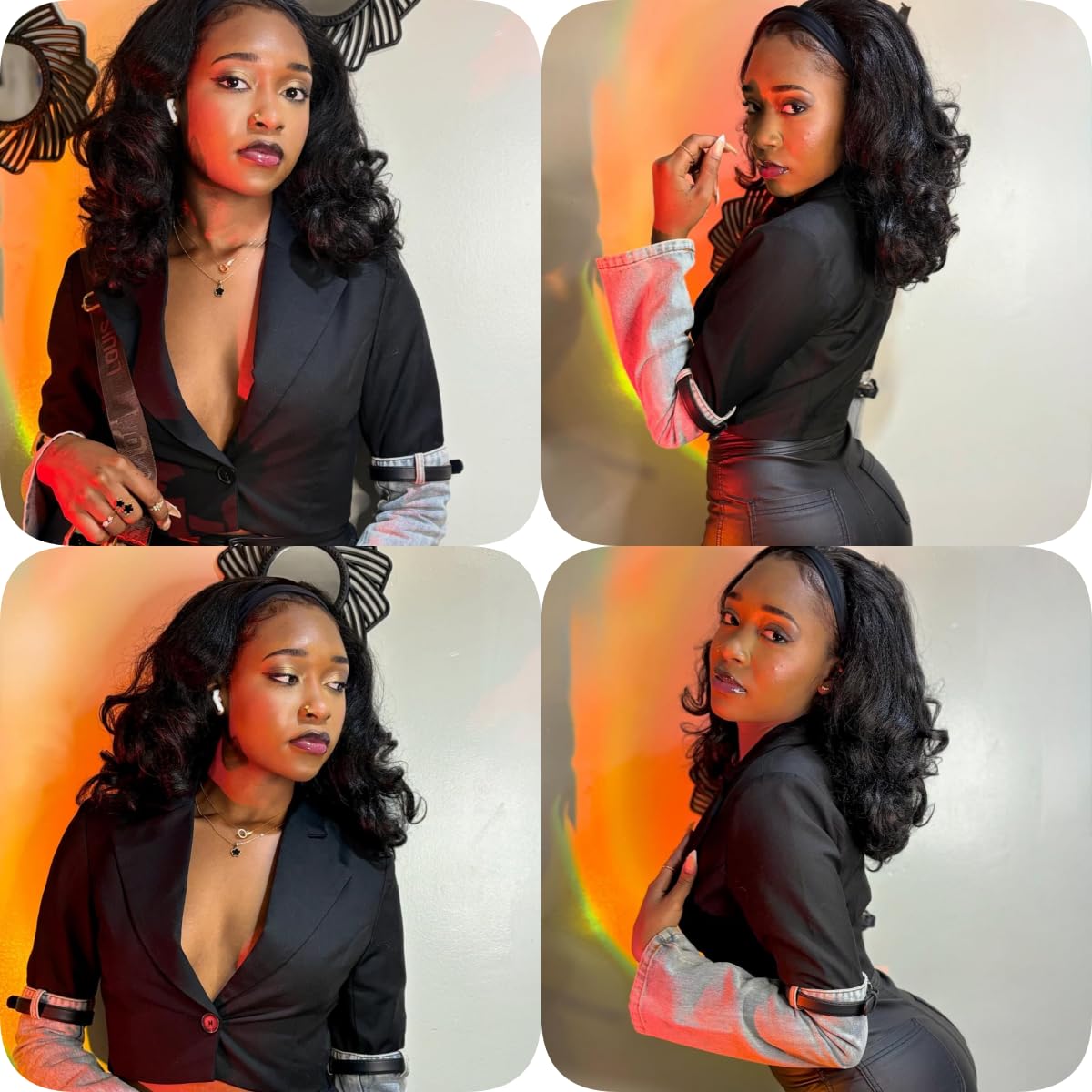 Quantum Love Yaki Curly Headband Wigs for Black Women - Kinky Straight Black Headband Curly Ends Synthetic Wear and Go Glueless Half Wig with Headbands Attached