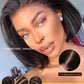 Sunber Glueless Yaki Straight Bob Wigs Pre Plucked Pre Bleached Bye Bye Knots Human Hair Wig Natural Black Pre Cut 7x5 Lace 150% Density Put On Go Pre Bleached Invisible Knots 10Inch