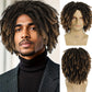 GNIMEGIL 14 Inch Short Dreadlocks Wig For Man Afro Bob Ombre Light Brown Crochet Twist Hair Braided Wigs Natural Synthetic Hair Breaking Street Dance Breathable Cap Net