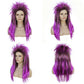 BESTBEL 80s Rocker Punk wig Ombre Purple Wig Rocking Diva Wigs Gothic Hair