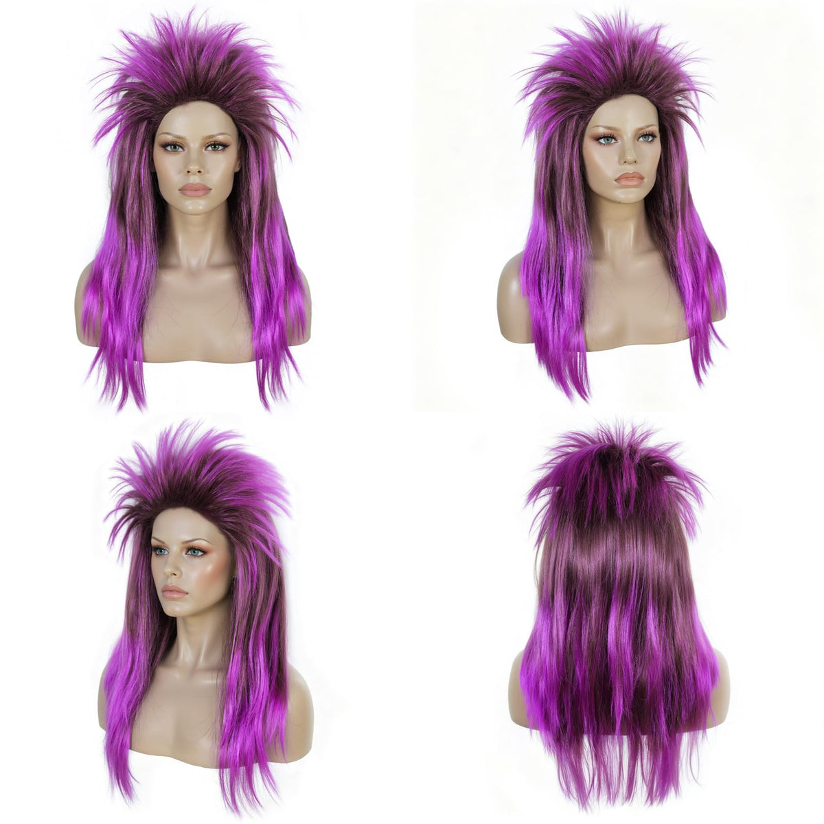 BESTBEL 80s Rocker Punk wig Ombre Purple Wig Rocking Diva Wigs Gothic Hair