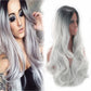 It's A Wig Wigs for Women Full Head Cover Ladies Gray Gradient High Temperature Silk Hair Set Long Big Wave Curly Hair In The Middle Part Dyeing Wig Lace Front for Women（White)