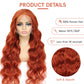Ginger Lace Front Wig Human Hair Pre-Plucked 200% Density Body Wave HD Lace Frontal Wig 88J Colored Ginger Human Hair 13x4 Lace Front Wig Glueless 32 Inch
