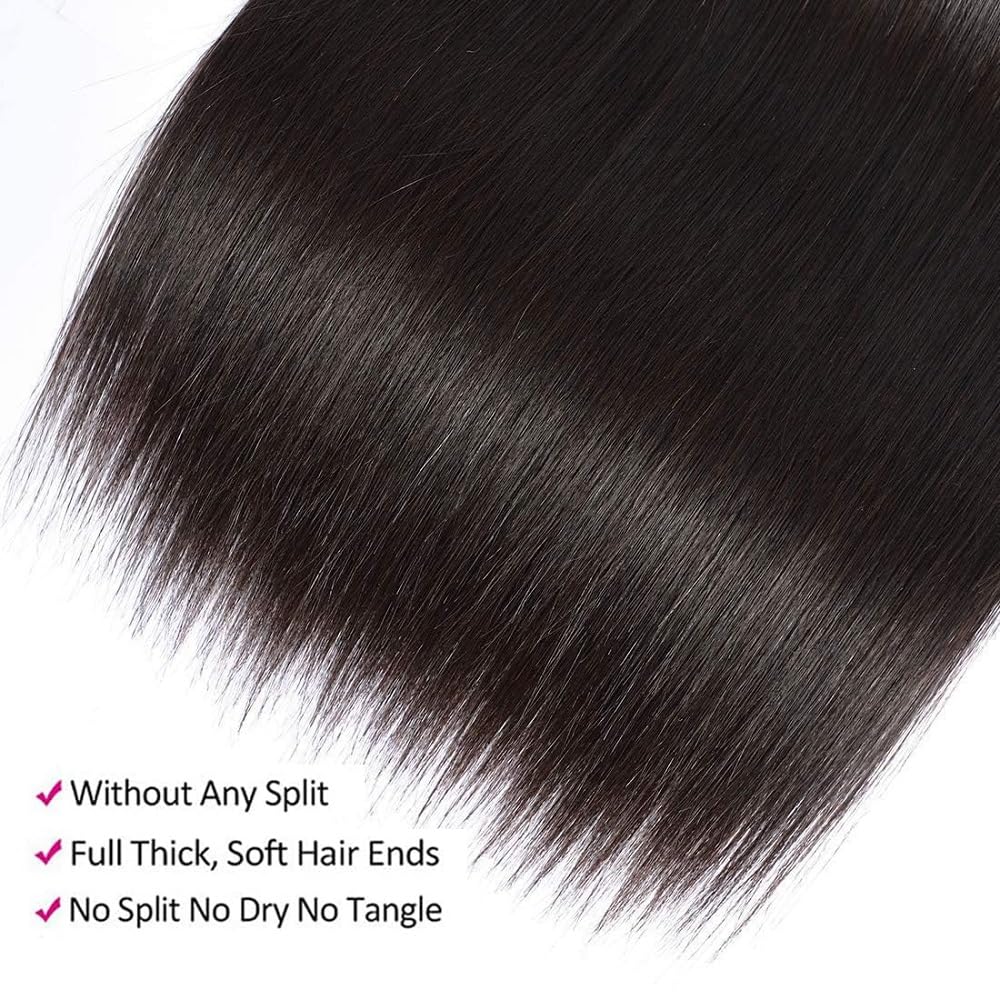 10A Straight Bundles Human Hair 14 16 18 Inch 100% Unprocessed Virgin Brazilian Straight Human Hair Weave 3 Bundles Natural Black Color