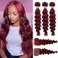 Beaushine Loose Deep Wave Human Hair 3 Bundles with 4x4 hd Lace Closure-18,20,22+18inch 10A Brazilian Loose Deep Wave Bundles Human Hair, 99j Burgundy/Wine Red Color Sew in Quick Weave Hair Extension