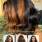 Sunber Bye Bye Knots 7x5 Lace Black with Caramel Blonde Highlights Body Wave Glueless Wigs Pre Everything Pre Cut 7x5 Lace Front Pre Plucked Pre Bleached Knots 150% Density 14Inch Put On and Go Wig