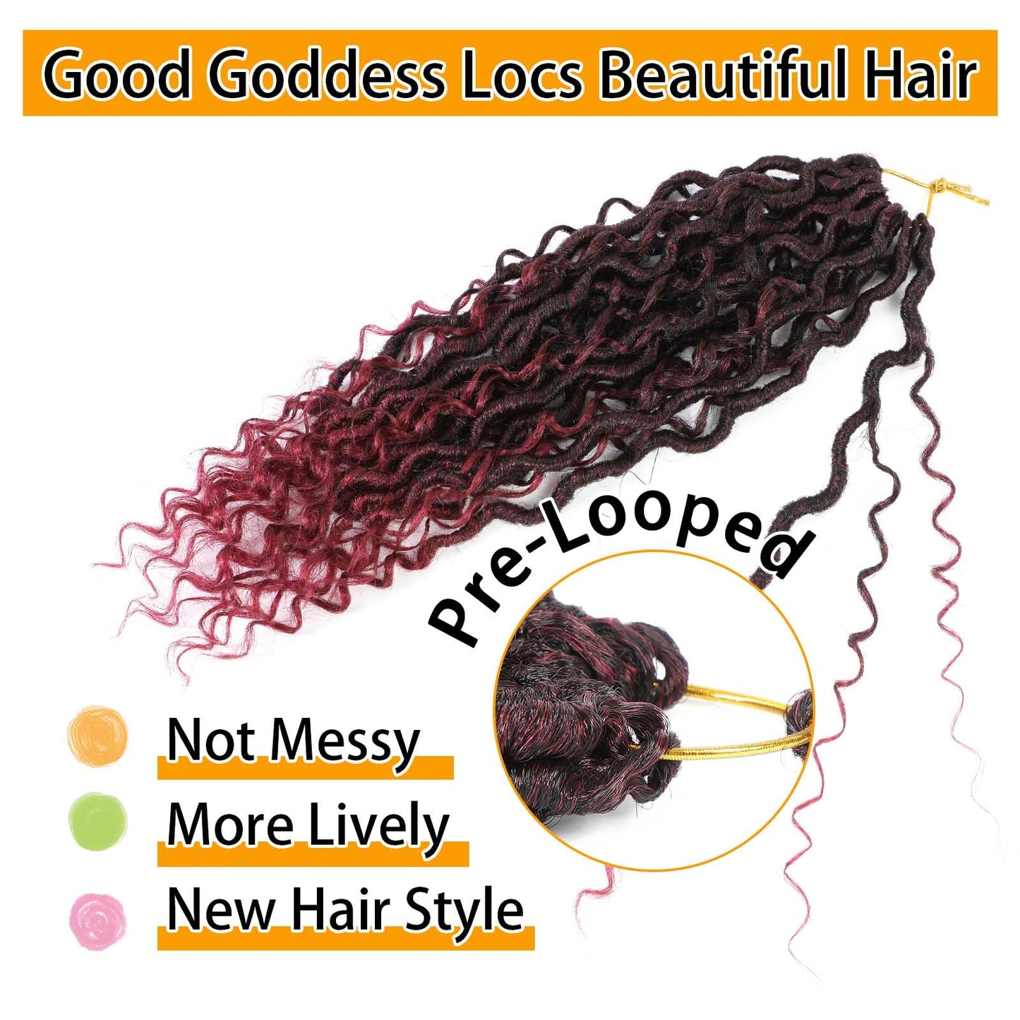 Col Bling 20 Inch 8 Packs Goddess Locs Crochet Hair Natural Looking, Bohemian River Goddess Crochet Braiding Hair Trendy & Edgy Faux Locs Crochet Hair Fashion for Women Kids (#1B/BUG)