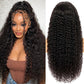 YIJUNDEMA 32 Inch 13x6 Deep Wave Wig Human Hair HD Lace Frontal Wig 200% Denisty Water Wave Lace Front Wigs Human Hair Pre Plucked Natural Black Deep Curly Lace Frontal Wig for Women