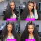 Rozilo Aomllute 30 Inch Deep Wave Lace Front Wigs Human Hair 200 Density 13x4 HD Lace Frontal Wigs Human Hair Pre Plucked Deep Curly Glueless Wigs Human Hair for Women Natural Black
