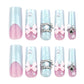RTKHFZE Long Press on Nails Square Shape Fake Nails with 3D Swirl and Bow Design False Nails,French Tip Glue on Nails Gift for Holiday/Christmas Day/Daughter/Party/Valentine'S Day