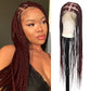 Olymei 360° Hd Full Lace Large Square Knotless Braided Wigs for Women Box Braid Wig with Baby Hair Long Burgundy Premium Synthetic Braided Lace Front Wigs 36"