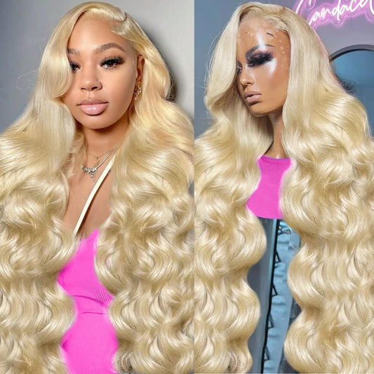 Resore 613 13x6 Lace Front Wig Human Hair 200 Density Body Wave Blonde Lace Front Wigs Human Hair 28 Inch Full & Thick 613 HD Lace Frontal Wig Pre Plucked with Baby Hair for Women.