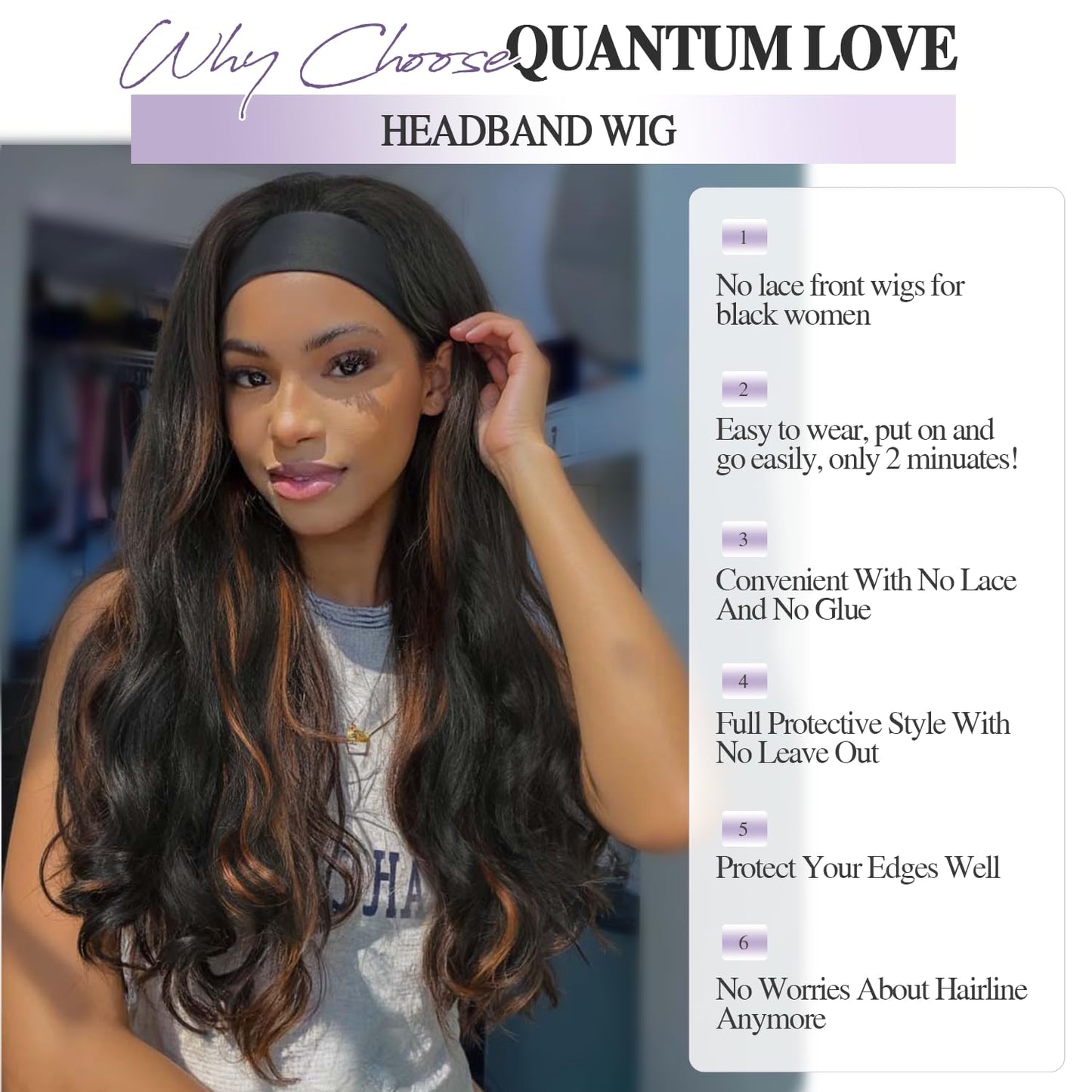 Quantum Love Yaki Curly Headband Wigs for Black Women Kinky Straight Ombre Brown Headband Curly Ends Synthetic Wear and Go Glueless half Wig with Headbands Attached