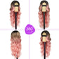 Eawwii Ombre Pink Wig for Women Long Wavy 4x1 Lace Natural Hairline Glueless for Beginners Middle Part Synthetic for Daily Party Use 26Inch