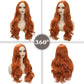 Sabosi Ginger Wig Long Wavy Wigs for Women 26 Inch Middle Part Curly Wavy Wig Natural Looking Synthetic Heat Resistant Fiber Wig for Daily Party Use