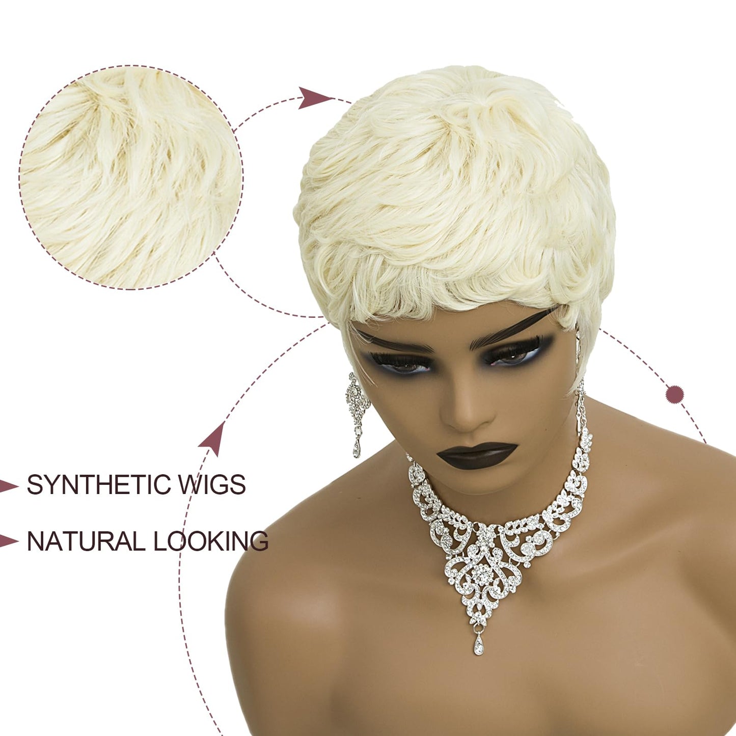 BOBCOO Short Blonde Pixie Cut Wigs For Black Women Short Wigs With Bangs Short Wigs For Black Women Layered Wigs(Blonde)
