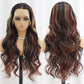 SISIFIRE Brown Highlight Lace Front Wigs for Women Pre-plucked Hairline Glueless 13X4 Inch Dark Burgundy Synthetic Lace Front Wig with Baby Hair Long Deep Body Wave Wigs