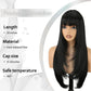 NOVFLKW Black Long Straight Layered Wig with Bangs for Women 26 inch Put on Go Realistic Synthetic Heat Resistant Natural Wig for Girls Party Cosplay and Daily Use