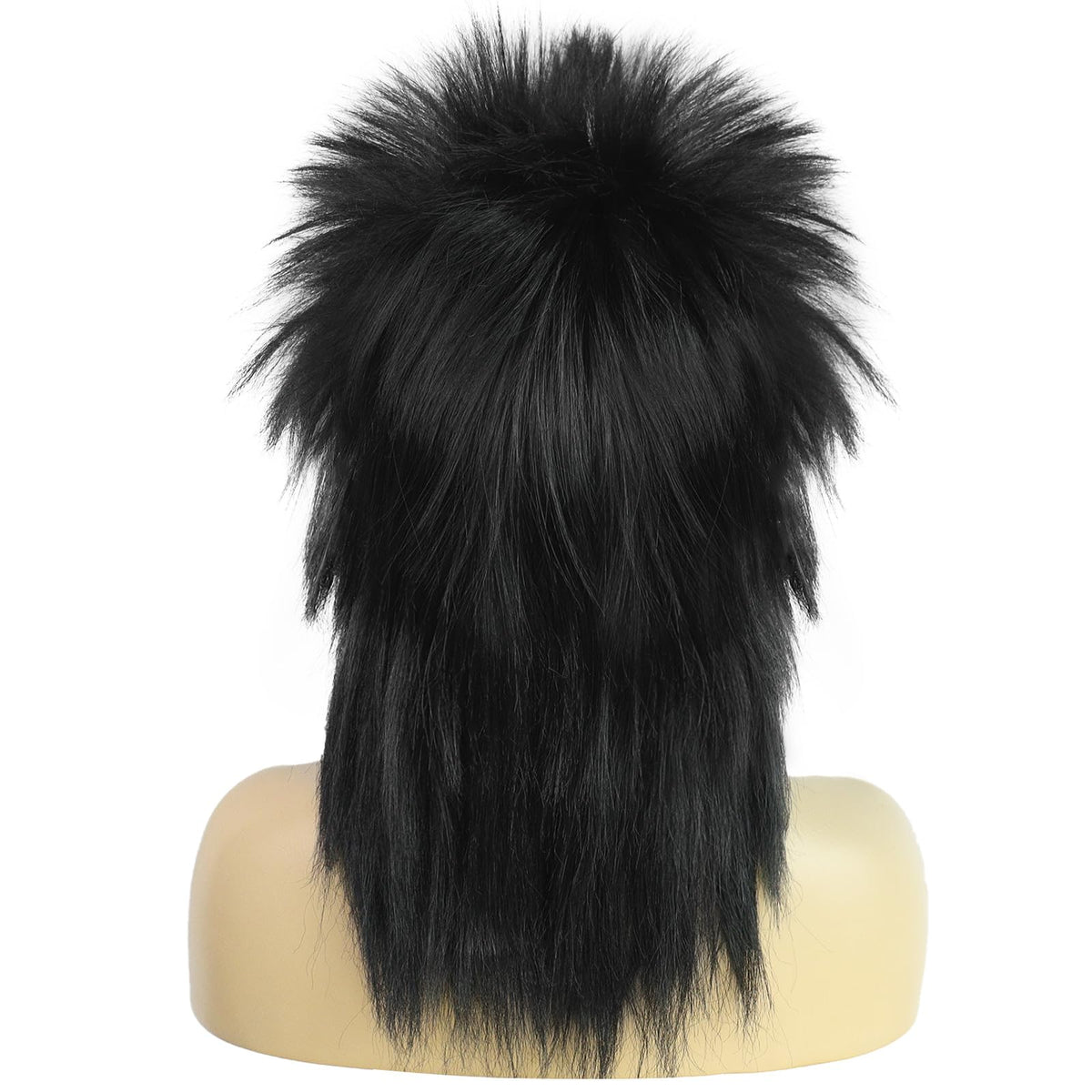 BESTBEL Black Mullet Wig Rocker Punk Hair Gothic 80s Wig Rocking Diva Wigs