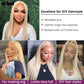 DÉBUT Silky Straight Synthetic Hair 6 Bundles with Lace Front Closure 613 Color Long Straight Hair Bundles Weave with Hand-Tied Middle Parting Lace Closure