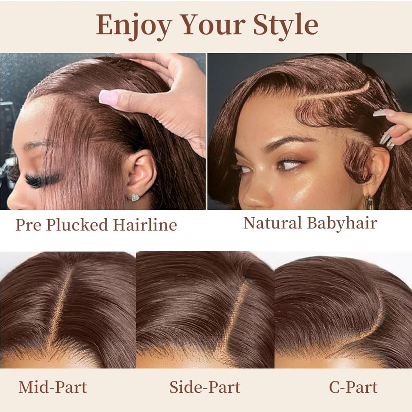 Cypha Chocolate Brown Lace Front Wigs Human Hair Pre Plucked 13x6 Straight Lace Front Wigs Human Hair 180% Density