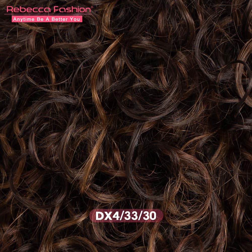 Rebecca Fashion Short Curly Human Hair Wigs for Black Women Cute Curly Bob Wig Side Part Non Lace Glueless Wigs Brazilian Remy Natural Looking Natural Looking Mixed Brown Color