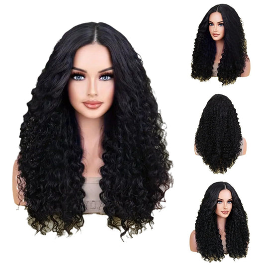 HELLORSO Curly Lace Front Wig Human Hair Wigs For Black Women Glueless Wig Wet And Wavy Lace Front Wigs Human Hair Highlight Lace Front Wig Human Hair Synthetic Wig Wigs 18 Inch Black Wig