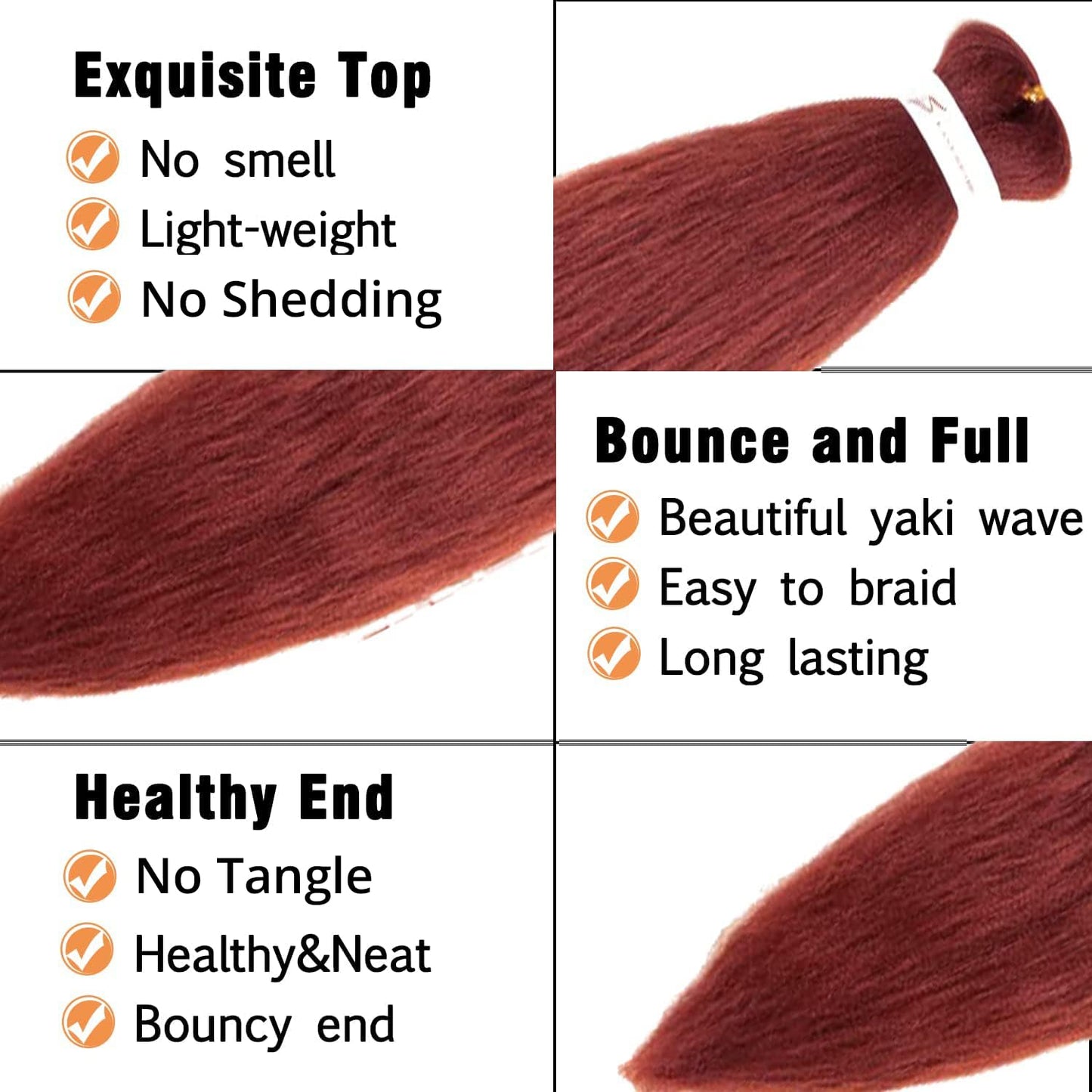 Ginger Braiding Hair Pre Stretched 3 Packs 24 Inch 350 Braiding Hair Yaki Texture, Hot Water Setting, Easy To Install Professional Synthetic Hair For Braiding(24 Inch, #350)