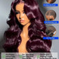 Sunber Purple Black Cherry Loose Body Wave With Drawstring Wig Bye Bye Knots 13x4 Pre-Everything Lace Frontal Glueless Wigs Pre Plucked Pre Bleached Knots 180% Density 16Inch 3S Put On and Go Wigs